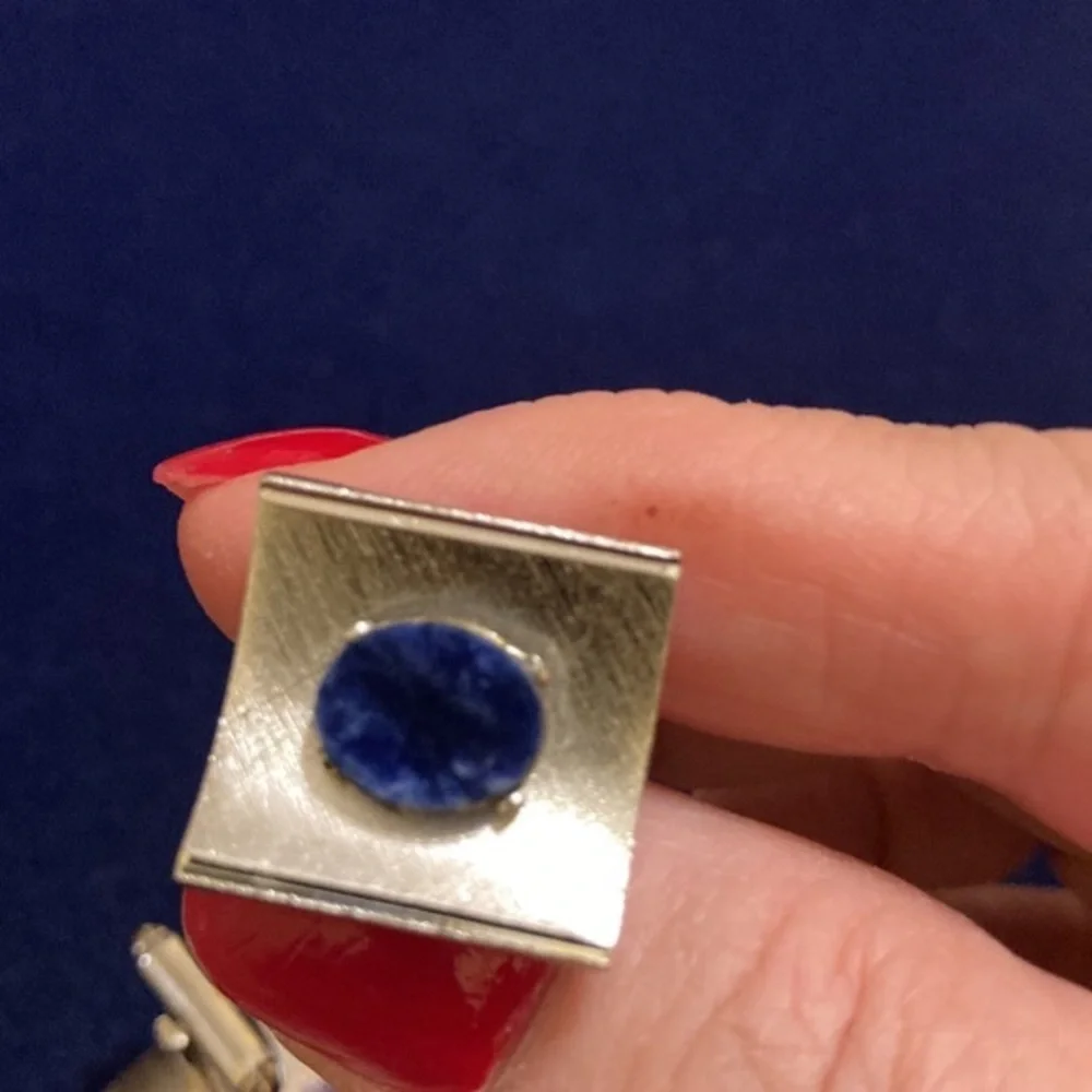 Vintage Dante silver tone and blue lapis cufflinks